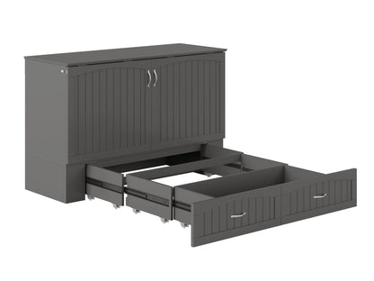 Southampton Murphy Bed Chest Queen Grey with Charging Station